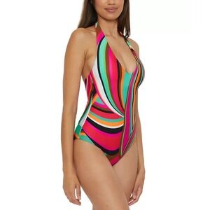Trina Turk Women's Reversible Plunge‎ Halter One Piece Swimsuit Size 10 $172